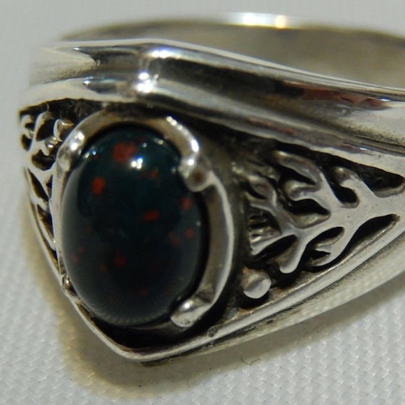Tree of life Ring .925 Sterling Silver w/ genuine Bloodstone gem USA - Picture 5 of 10